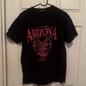 Boohoo Black Tee with Pink Arizona Graphic